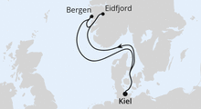 Route: Kurzreise nach Norwegen ab Kiel mit AIDAbella