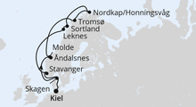 Route: Norwegen mit Lofoten & Nordkap mit AIDAbella