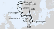 Route: Große Skandinavienreise ab Kiel mit AIDAnova