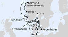 Route: Große Skandinavien-Reise ab Kiel mit AIDAnova