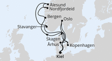 Route: Große Skandinavien-Reise ab Kiel mit AIDAnova