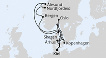 Route: Große Skandinavien-Reise ab Kiel mit AIDAnova