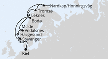 Route: Norwegen mit Lofoten & Nordkap ab Kiel mit AIDAbella