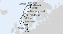 Route: Norwegen mit Lofoten & Vesterålen ab Kiel mit AIDAbella