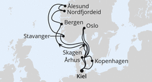 Route: Große Skandinavien-Reise ab Kiel mit AIDAnova