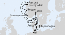 Route: Große Skandinavien-Reise ab Kiel mit AIDAnova