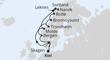 Route: Norwegen mit Lofoten & Vesterålen ab Kiel mit AIDAbella