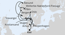 Route: Große Skandinavien-Reise ab Kiel mit AIDAnova