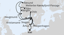 Route: Große Skandinavien-Reise ab Kiel mit AIDAnova