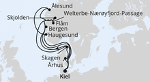 Route: Große Norwegen-Reise ab Kiel mit AIDAnova