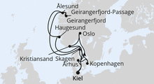 Route: Große Skandinavien-Reise ab Kiel mit AIDAnova