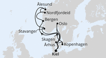 Route: Große Skandinavien-Reise ab Kiel mit AIDAnova