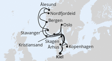 Route: Große Skandinavien-Reise ab Kiel mit AIDAnova