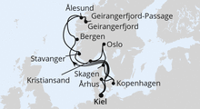 Route: Große Skandinavien-Reise ab Kiel mit AIDAnova