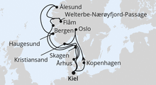 Route: Große Skandinavien-Reise ab Kiel mit AIDAnova