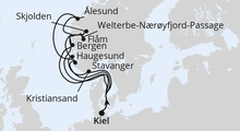 Route: Große Norwegen-Reise ab Kiel mit AIDAnova