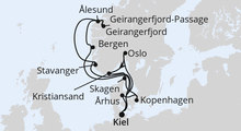 Route: Große Skandinavien-Reise ab Kiel mit AIDAnova