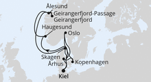 Route: Große Skandinavien-Reise ab Kiel mit AIDAnova