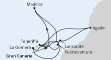 Route: Große Kanaren-Reise mit Madeira & Marokko mit AIDAbella