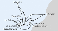 Route: Große Kanaren-Reise mit Madeira & Marokko mit AIDAbella