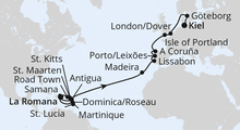 Route: Von der Dominikanischen Republik nach Kiel 2 mit AIDAbella