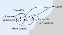 Route: Feiertagsreise Kanarische Inselwelt & Marokko mit AIDAbella