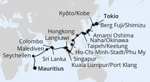 Route: Weltenbummler von Tokio nach Mauritius mit AIDAstella