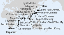 Route: Weltenbummler von Tokio nach Kapstadt mit AIDAstella