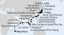 Route: Weltenbummler von Tokio nach Mauritius 2 mit AIDAstella