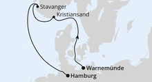 Route: Kurzreise nach Norwegen ab Warnemünde mit AIDAdiva