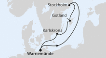 Route: Kurzreise nach Schweden ab Warnemünde mit AIDAmar