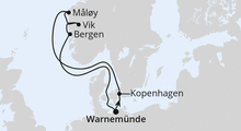 Route: Norwegens Fjorde ab Warnemünde mit AIDAdiva