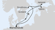 Route: Ostsee ab Warnemünde mit AIDAdiva