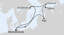 Route: Ostsee ab Warnemünde mit AIDAdiva