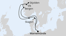 Route: Norwegens Fjorde ab Warnemünde mit AIDAdiva