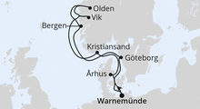 Route: Norwegens Fjorde ab Warnemünde 1 mit AIDAmar