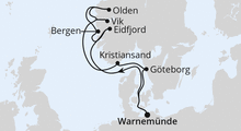 Route: Norwegens Fjorde ab Warnemünde 1 mit AIDAmar