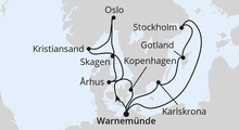 Route: Skandinavien-Rundreise ab Warnemünde mit AIDAmar