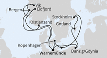 Route: Highlights der Nord- und Ostseeküste 1 mit AIDAdiva